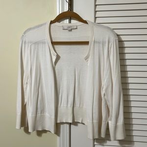 Loft cream color open front cropped cardigan